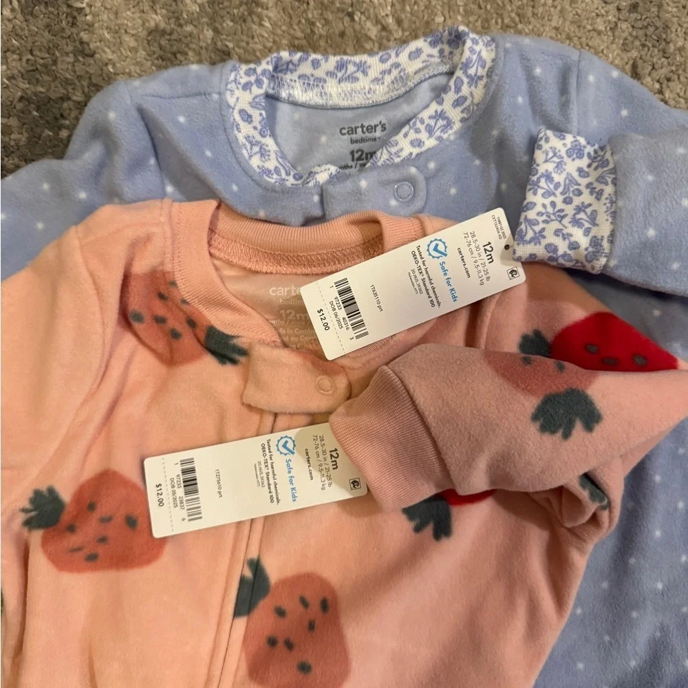 2 Carter’s Strawberry and Heart Print Kids One Pieces
